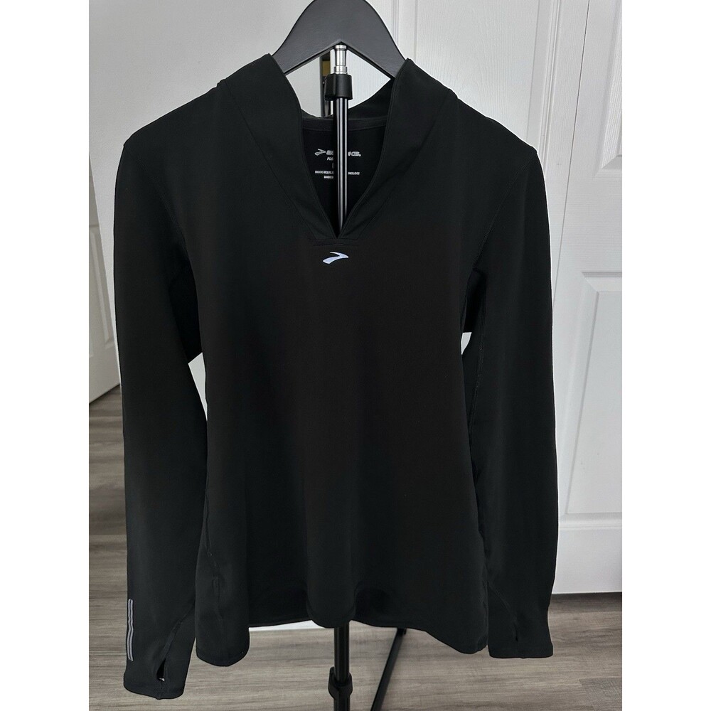 Brooks Women's Thumb Holes Reflective Long Sleeve Pullover Top Black Size L